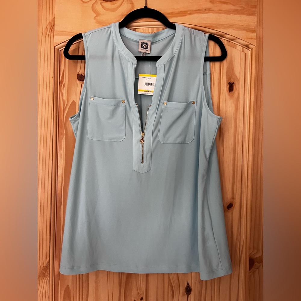 Anne Klein Sleeveless Blouse - Soft Blue